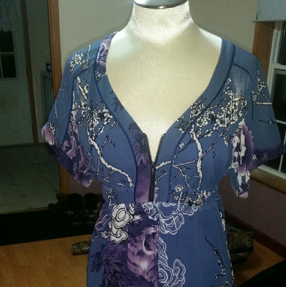 Blue and purple Guess bubble hem dress