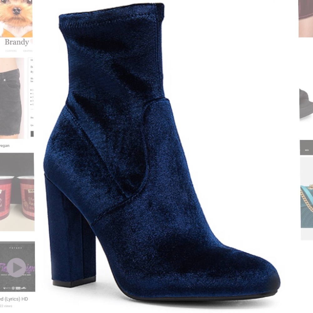 blue velvet booties