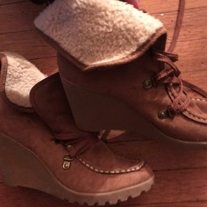 Brown Wedge Booties