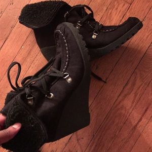 Black Wedge Booties