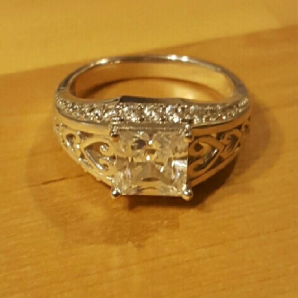 QVC Diamonique silver ring