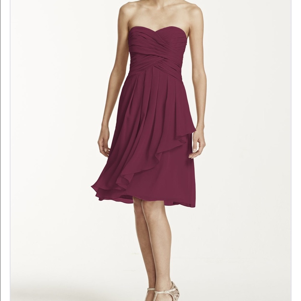 David's Bridal Short Crinkle Chiffon Dress