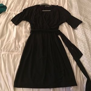 Eliza J black jersey wrap dress