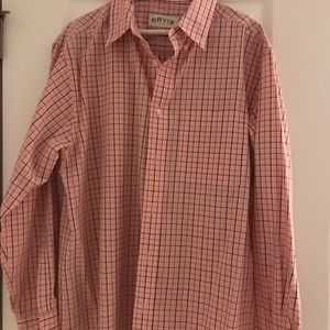 Orvis button down, pink/blue plaid