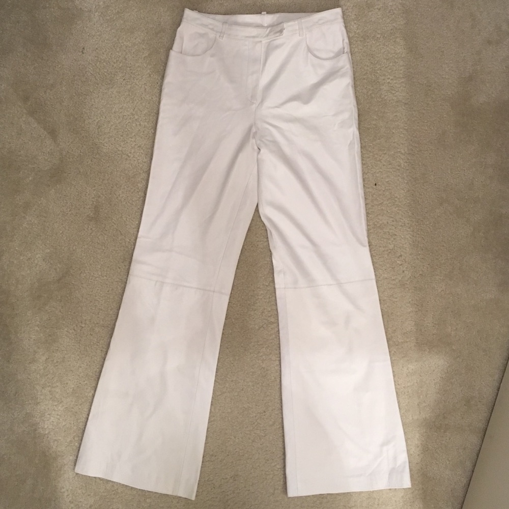 Badgley Mischka White Leather Pants