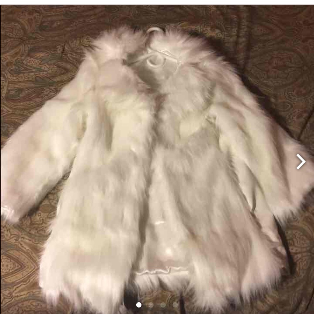 White Faux fur & pleather jacket