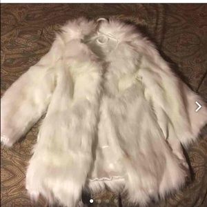 White Faux fur & pleather jacket