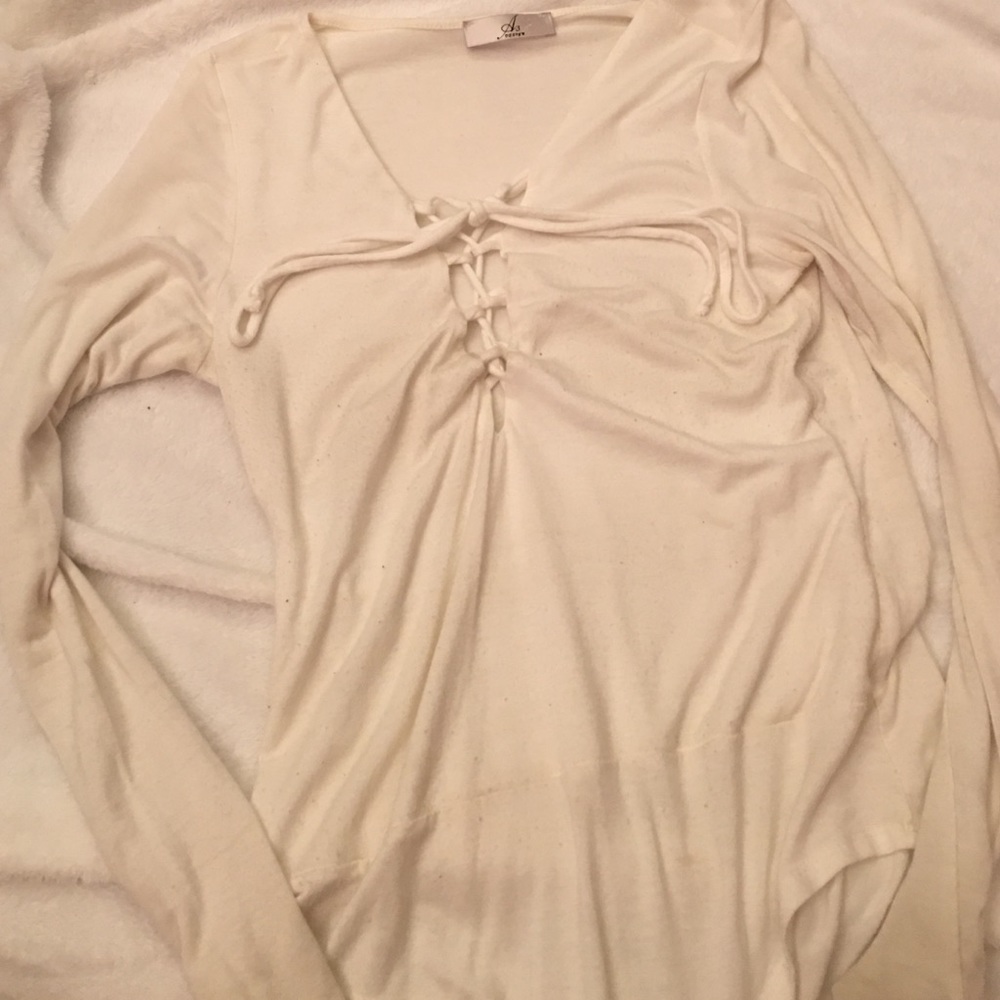 White Body suit lace up front