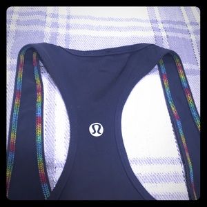 Lululemon Heather Gray Tank w/Rainbow Stitching