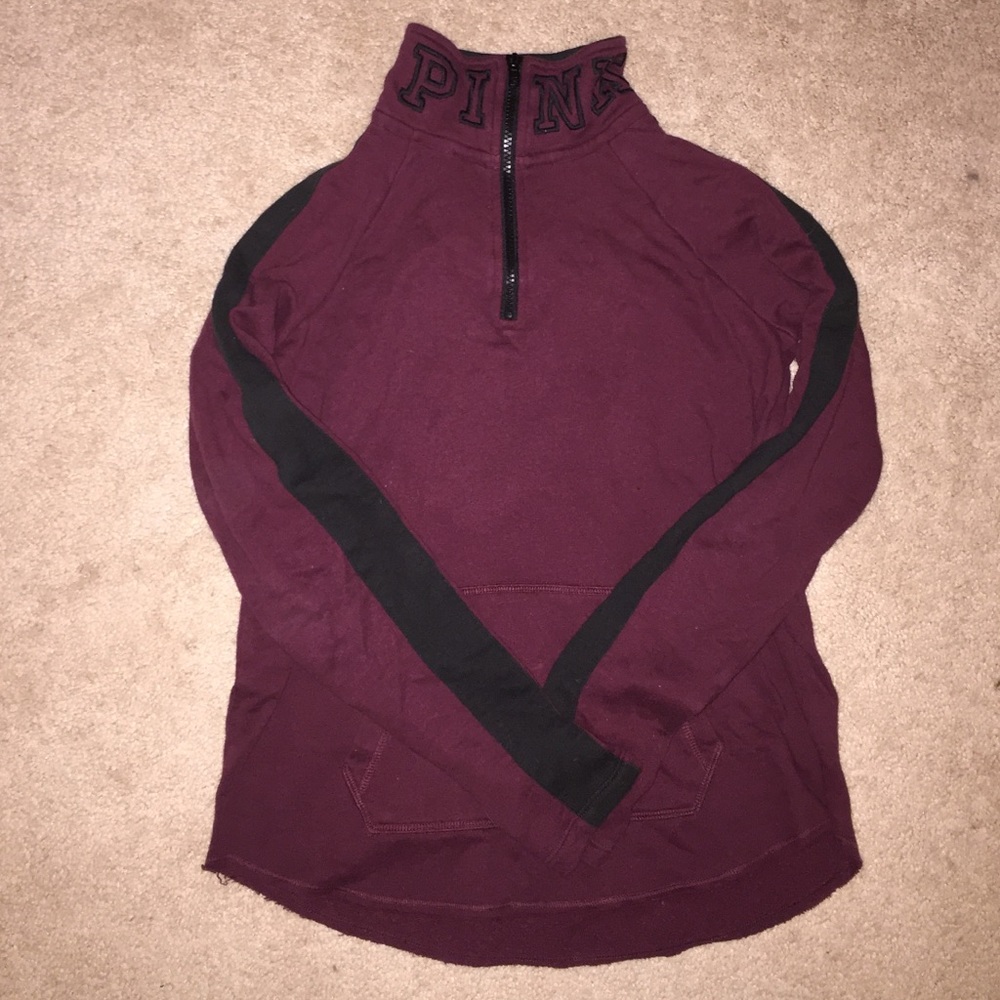 Pink Victoria's Secret maroon half zip jacket