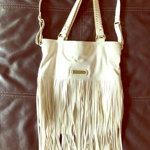 Steve Madden White fringe purse