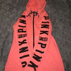 bright pink zip up jacket