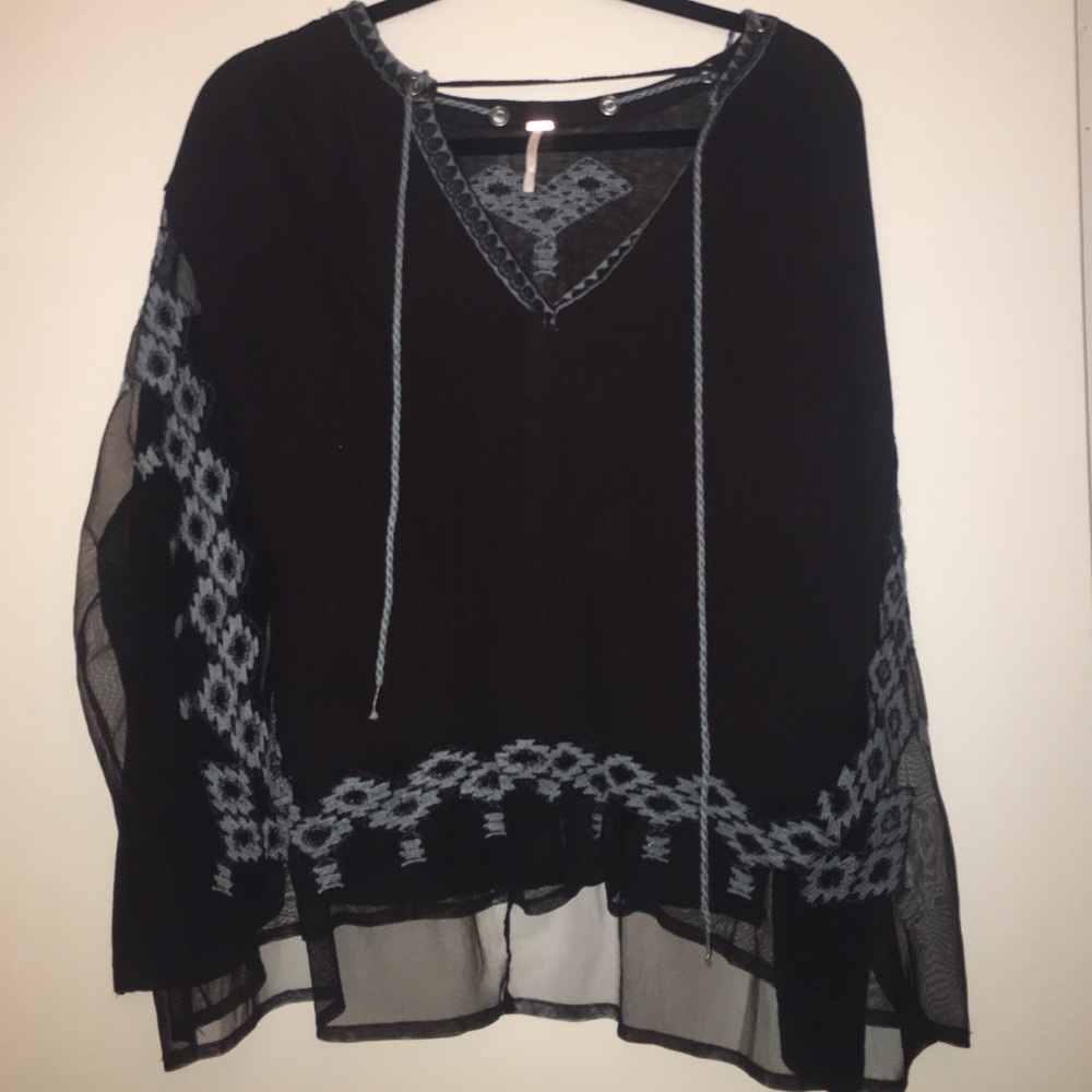 Free People Black Flowy Shirt