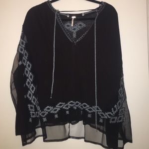 Free People Black Flowy Shirt