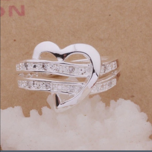 Silver heart rhinestone ring Valentin new - Picture 2 of 3