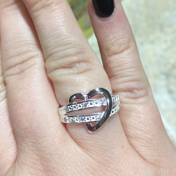 Silver heart rhinestone ring Valentin new - Picture 3 of 3