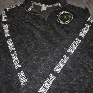 black with grey speckled half zip up