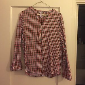 Navy and pink 1/4 button up