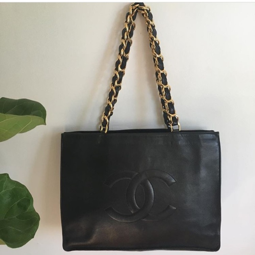 CHANEL lamb skin tote, 24k chain handles