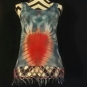 New women tank custom tie dye,shredded XL