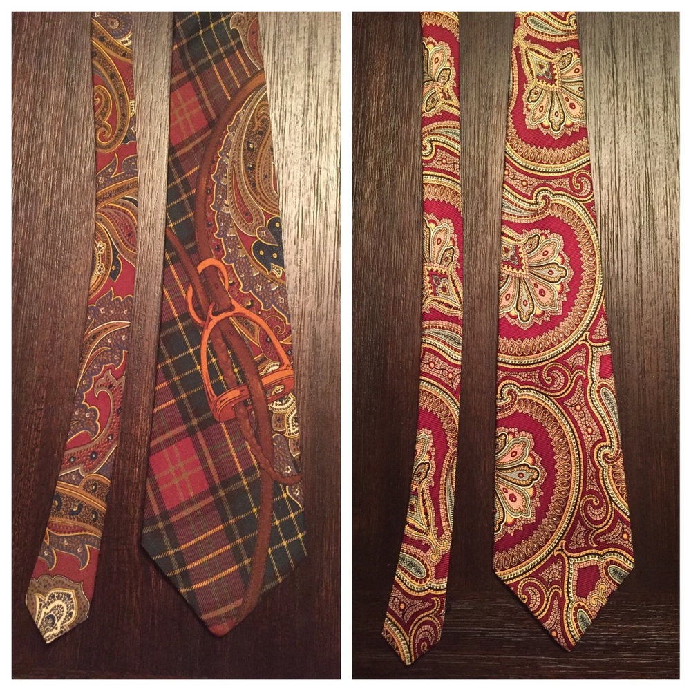 Lot of 2 Ralph Lauren Polo tie made by hand