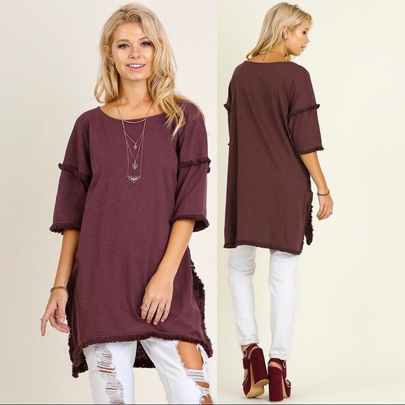 🏆HOST PICK🏆Fringe Trim High-Low Top - Picture 2 of 2