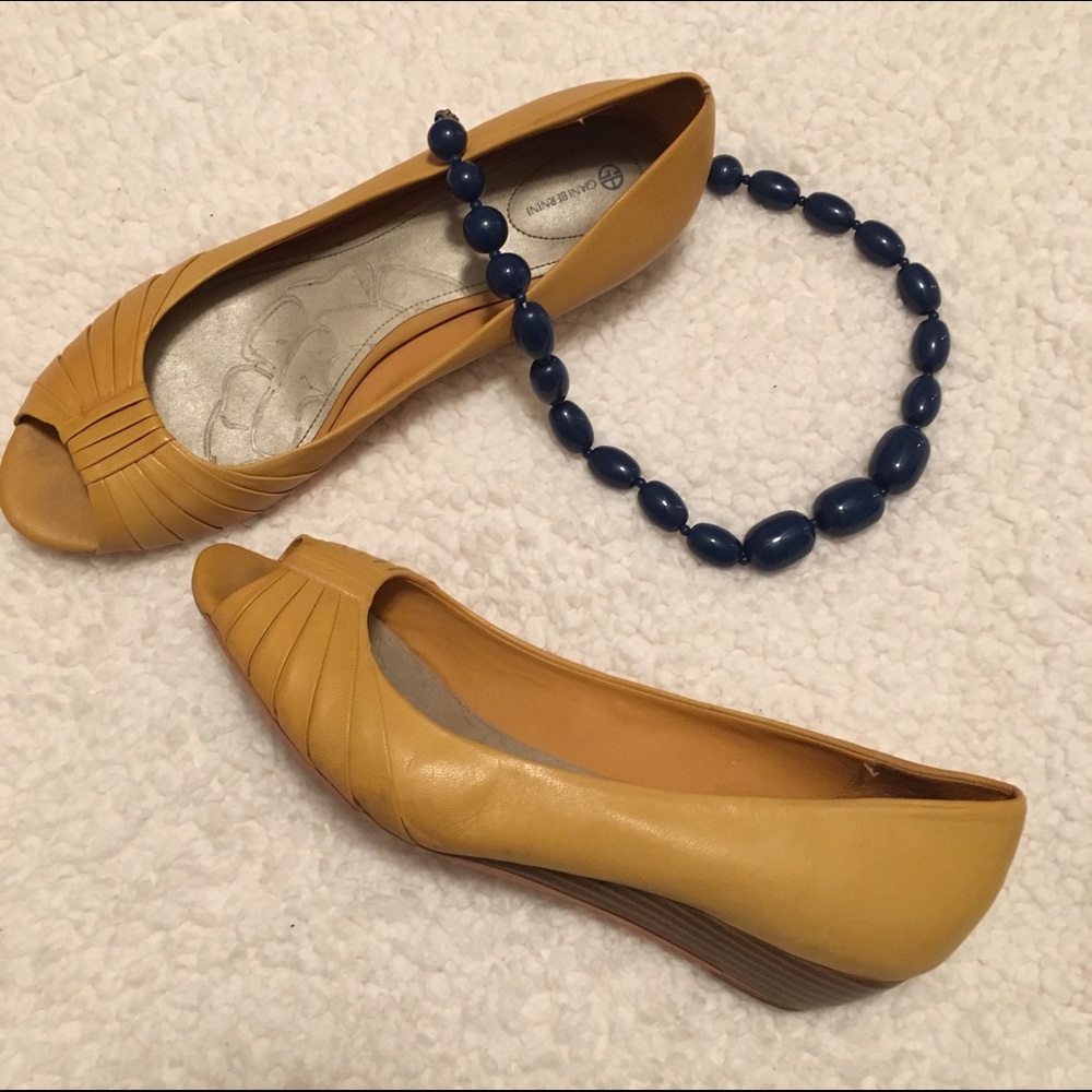🆕 listing! Yellow peep toe wedges
