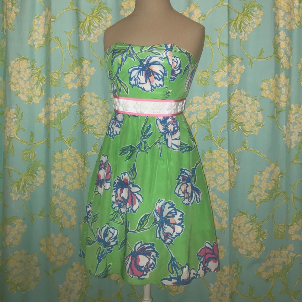 Strapless Flower Printed Dress