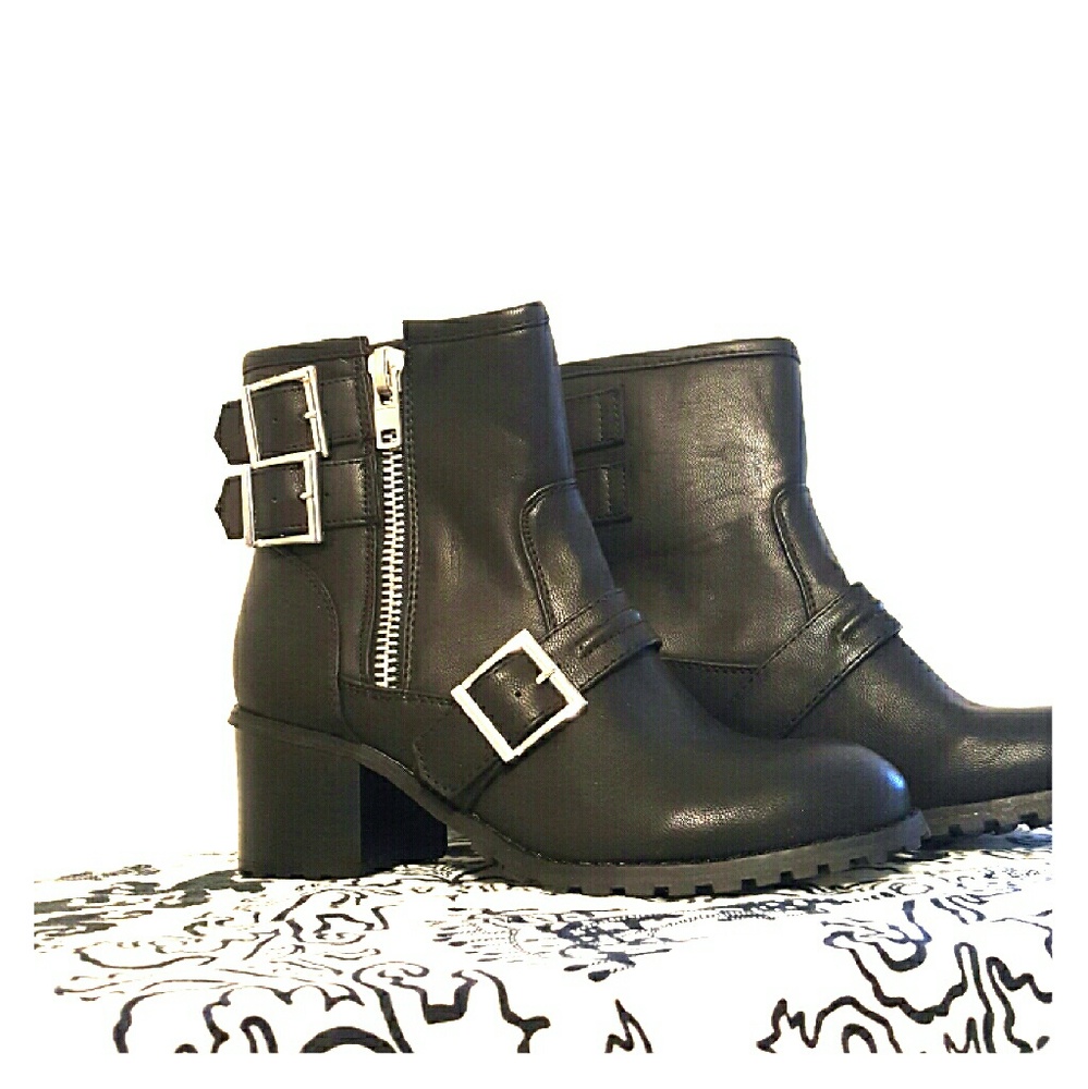 Black, PU moto style boots 6