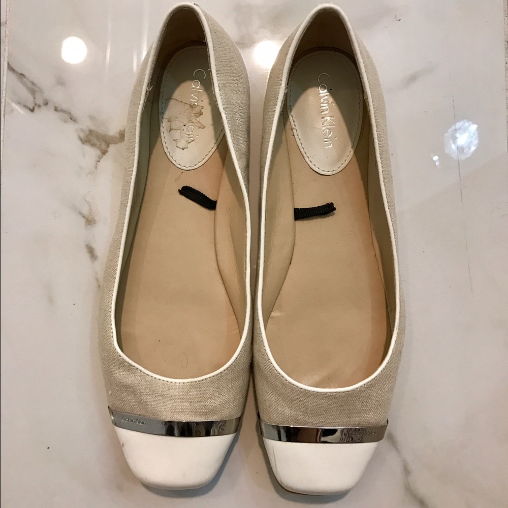 Calvin Klein Pash 2 natural linen & white cap toe