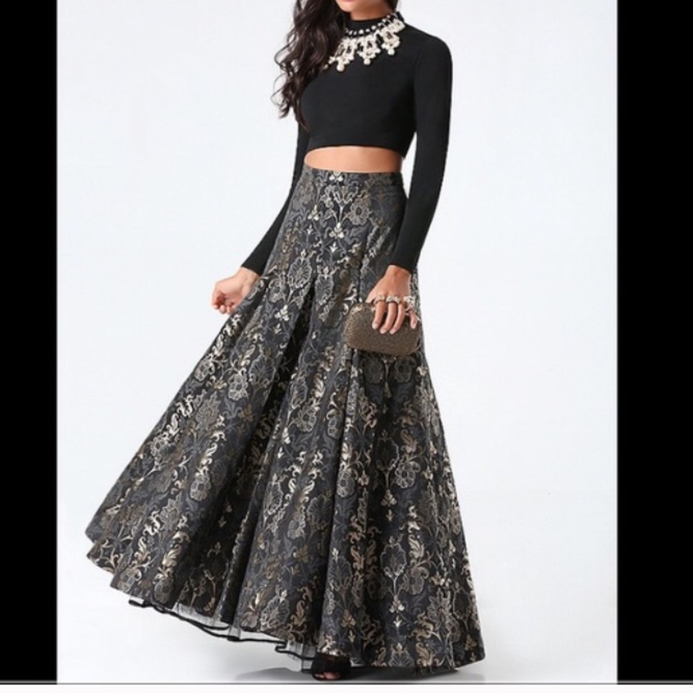 ISO Bebe two piece Jacquard gown