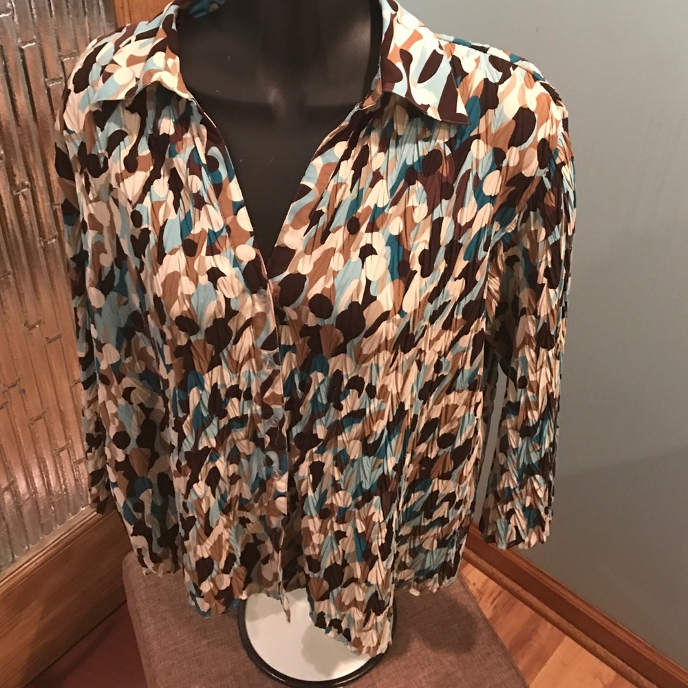 Multi colored button up blouse