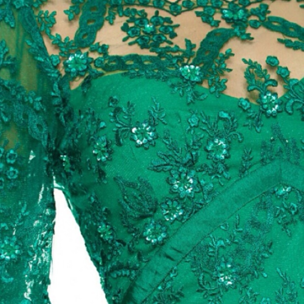 Free People Songbird emerald lace romper-NWT! - Picture 2 of 3