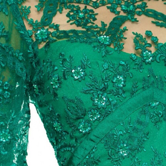 Free People Songbird emerald lace romper-NWT! - Picture 2 of 3