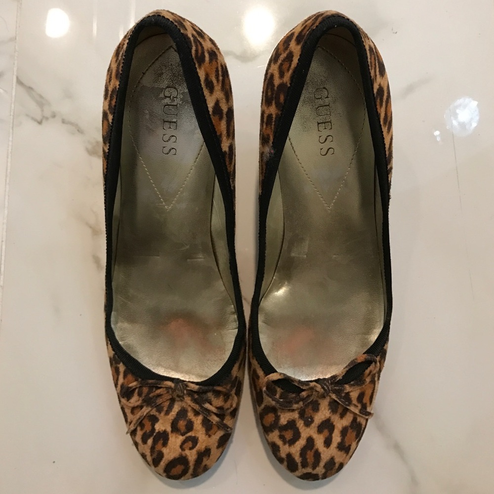 Guess cheetah print mid heels