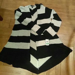 Style & Co black beige open front sweater Size L