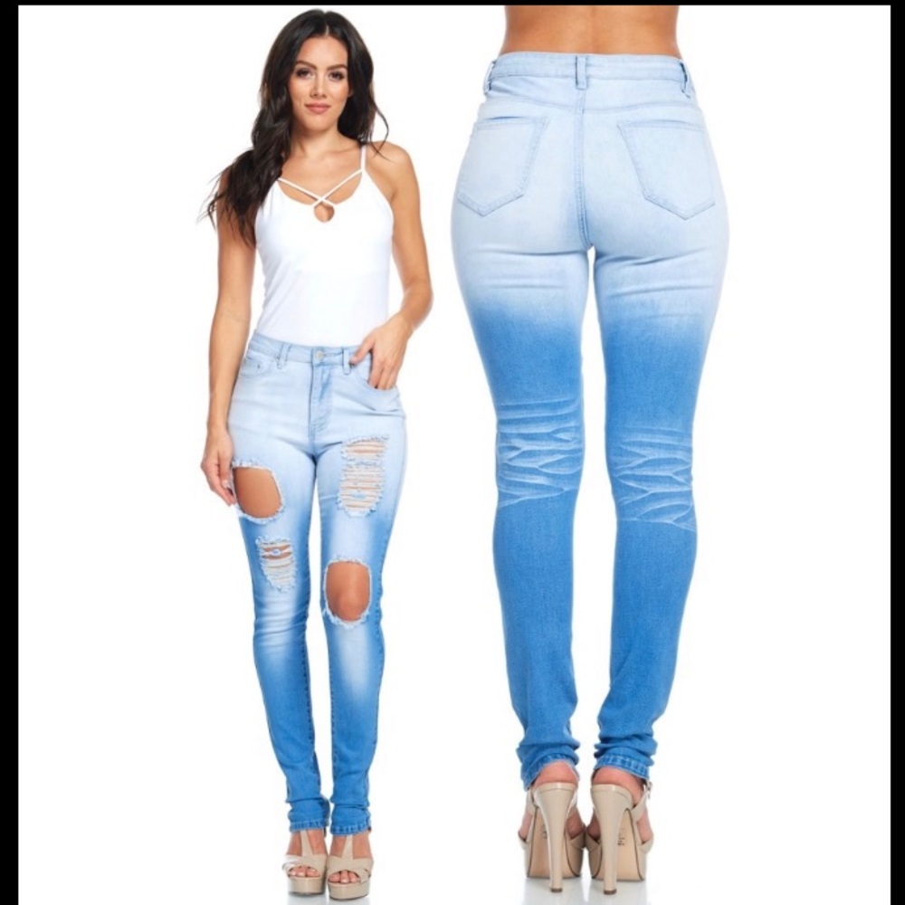 🏆HOST PICK🏆💙High Waist Ombré Destroyed Jeans - Picture 3 of 6