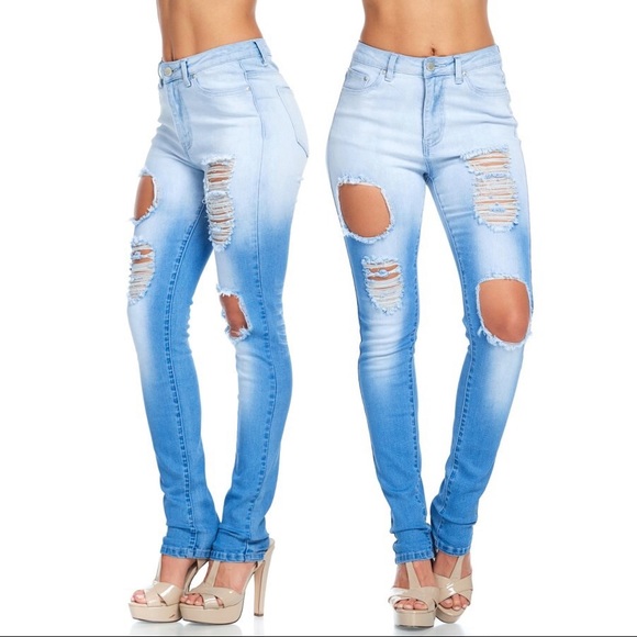 🏆HOST PICK🏆💙High Waist Ombré Destroyed Jeans - Picture 2 of 6