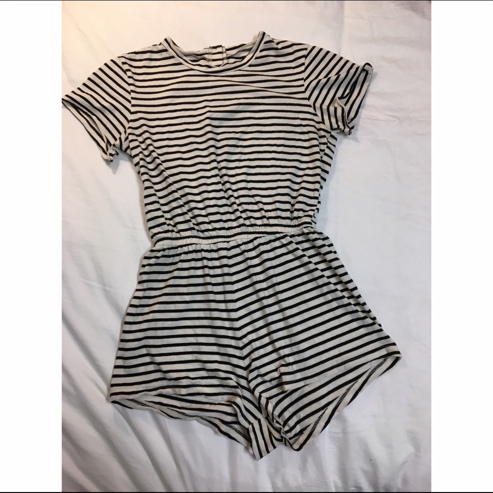 American Apparel Striped Jersey T-Shirt Romper - Picture 2 of 3