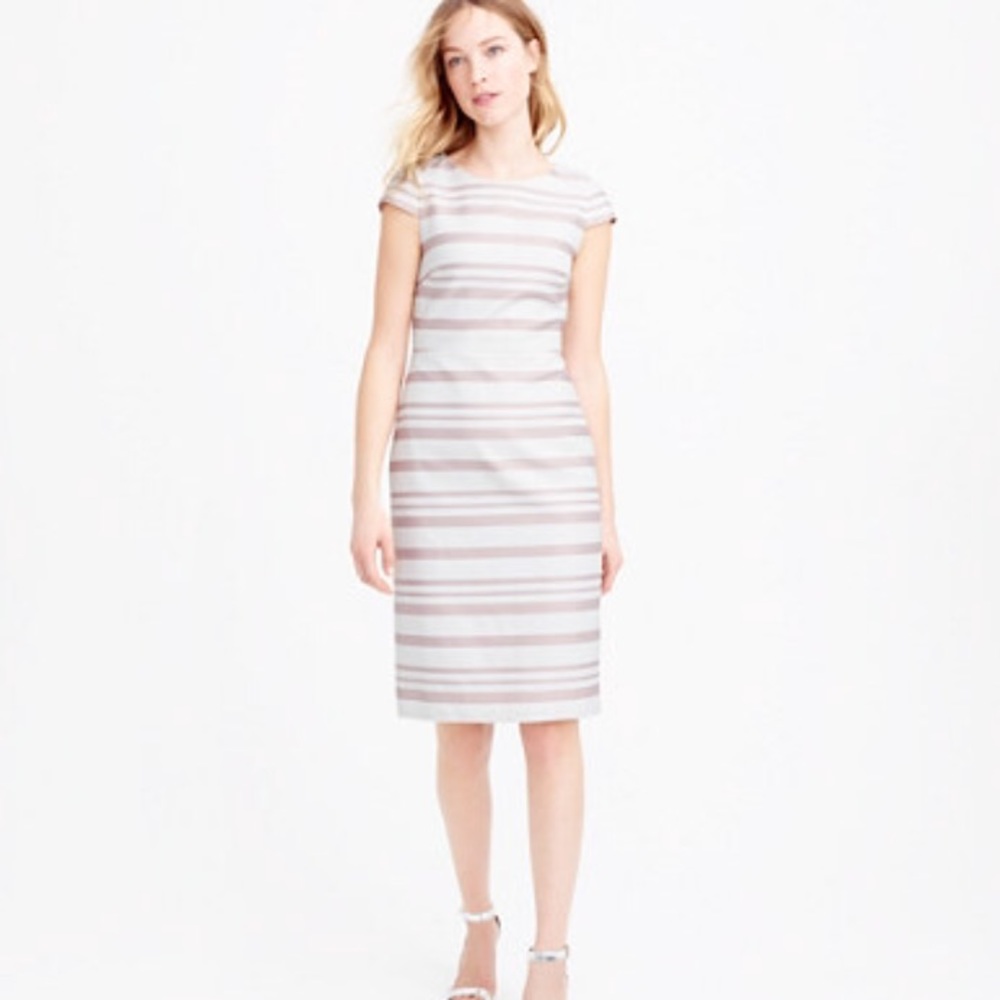 NWT J.Crew Pink Striped Cap Sleeve Dress