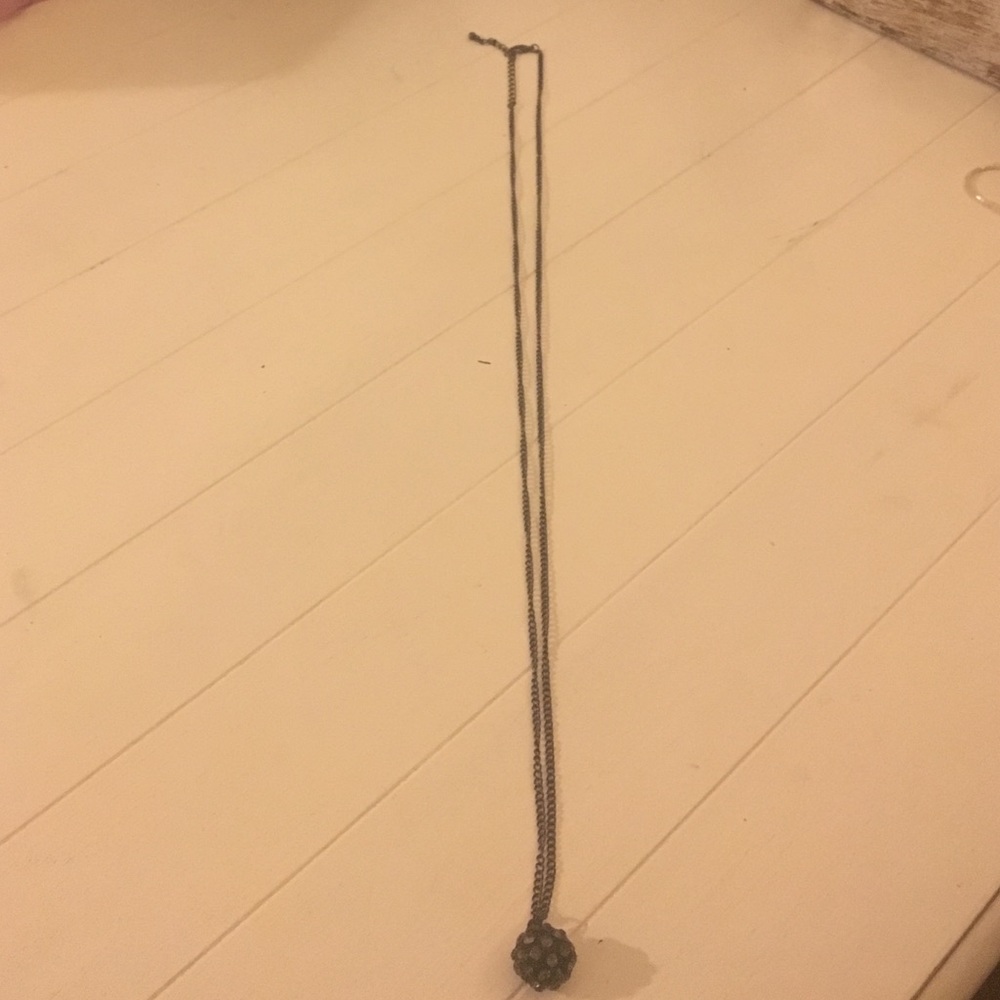Long black ball necklace