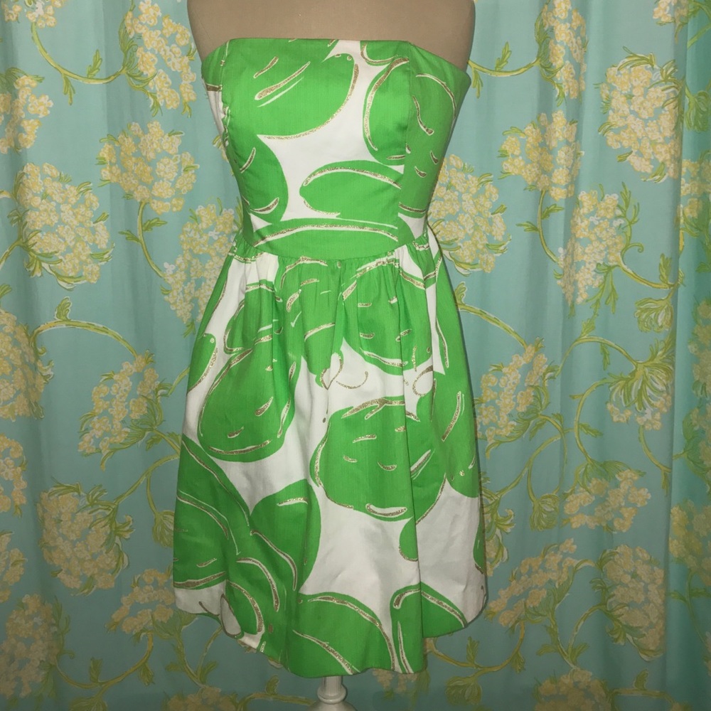 Green and White Dress with Gold accents