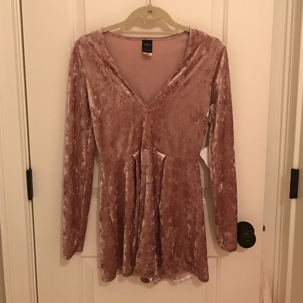 Light pink velvet romper