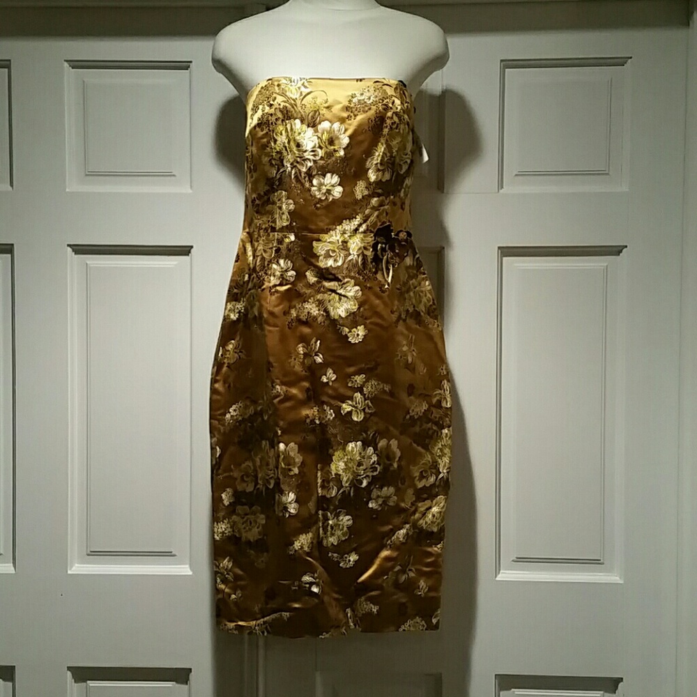 David Meister Gold Silk Dress