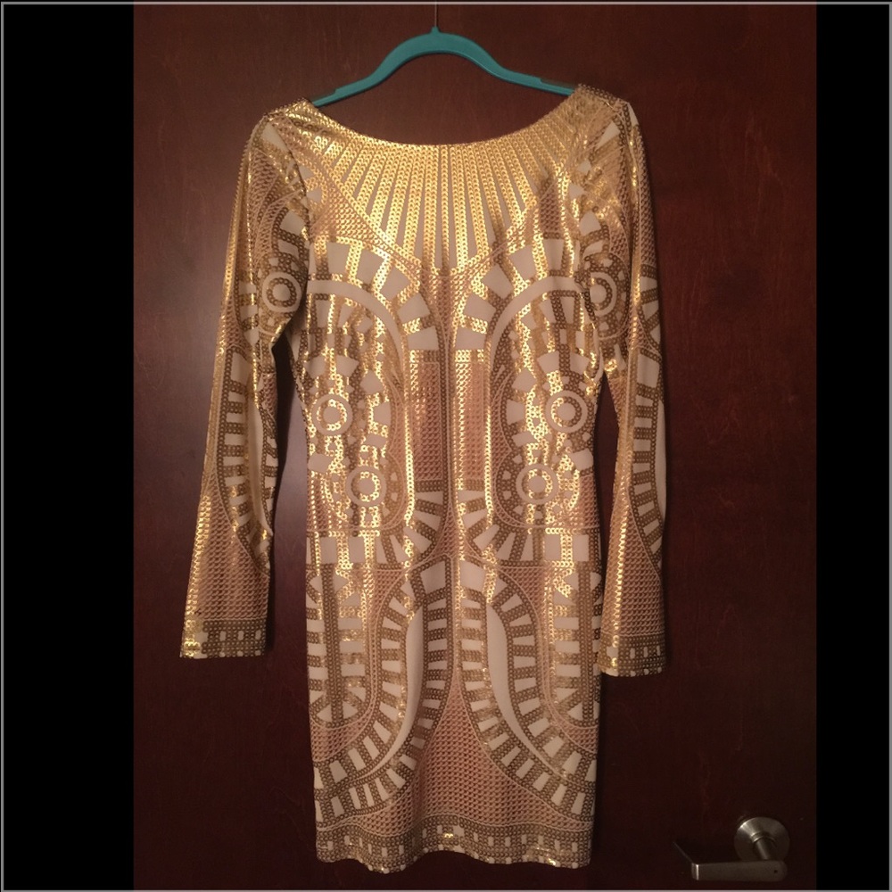 Gold patterned metallic dress