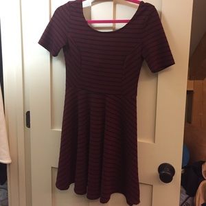 Maroon and black striped dress