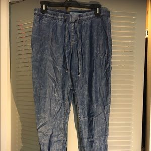 Faded Denim Flow Pants