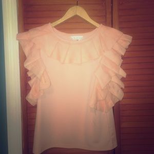 Ruffled & meshed shirt