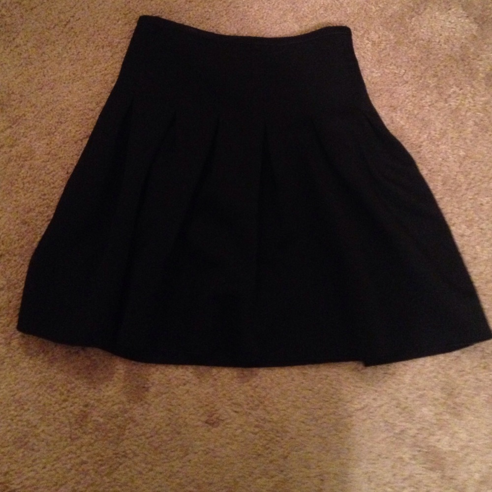 Black Knee Length Pleated Skirt