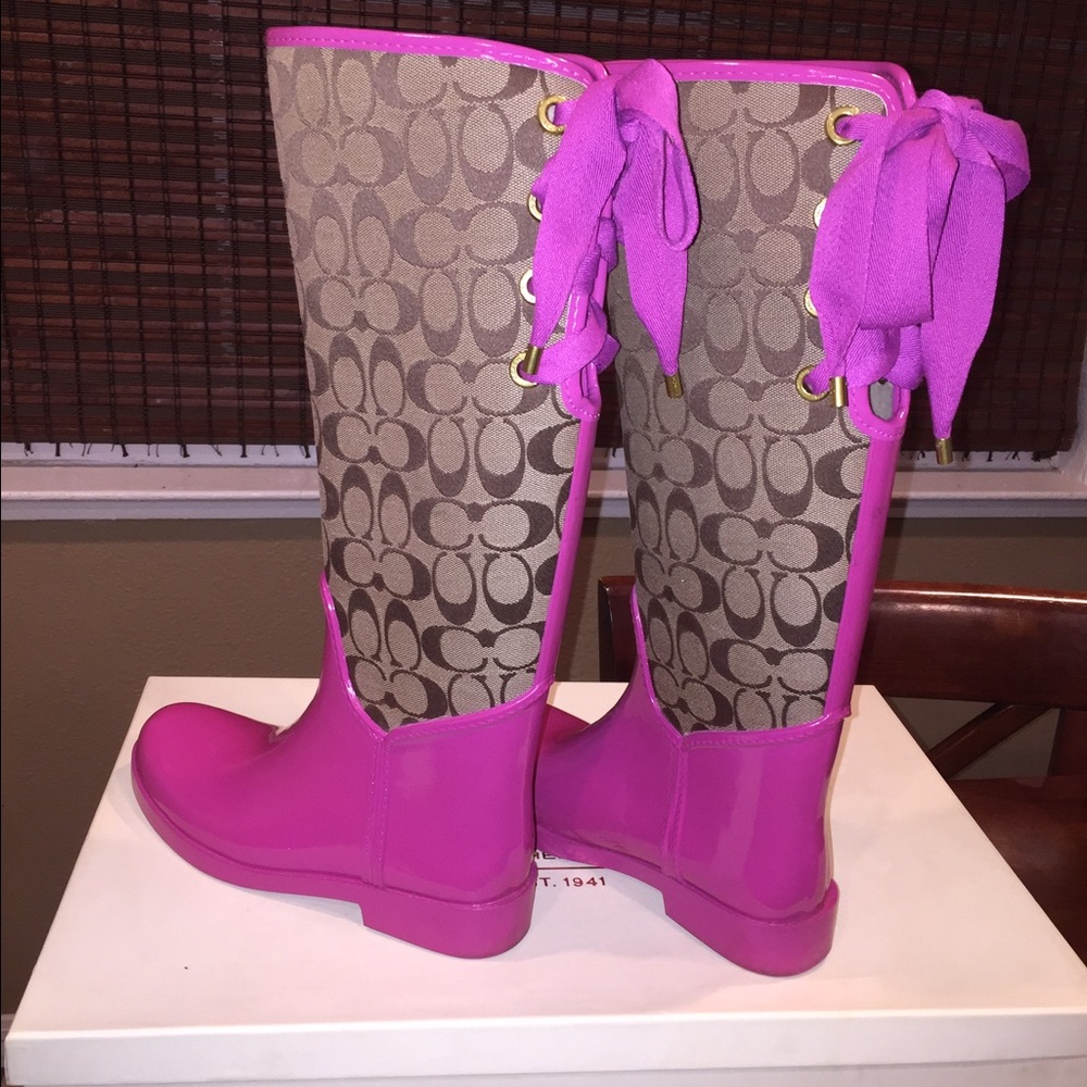 SOLD Coach Tristee Rain Boots Pink